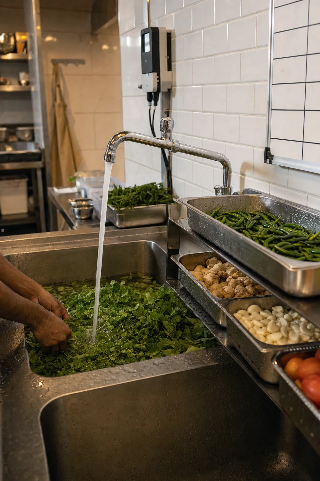 Commercial produce washing at scale