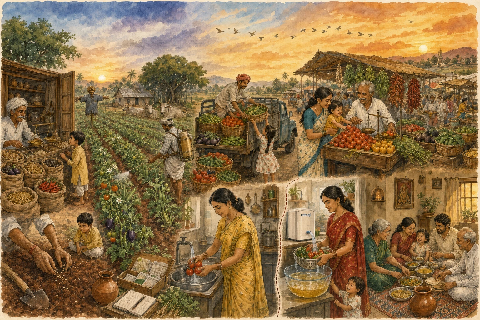 Produce journey from farm to kitchen